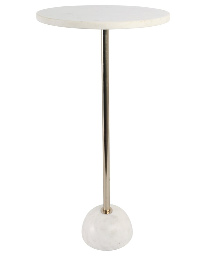 Sagebrook Home 25in Marble Ball Base Accent Table In White