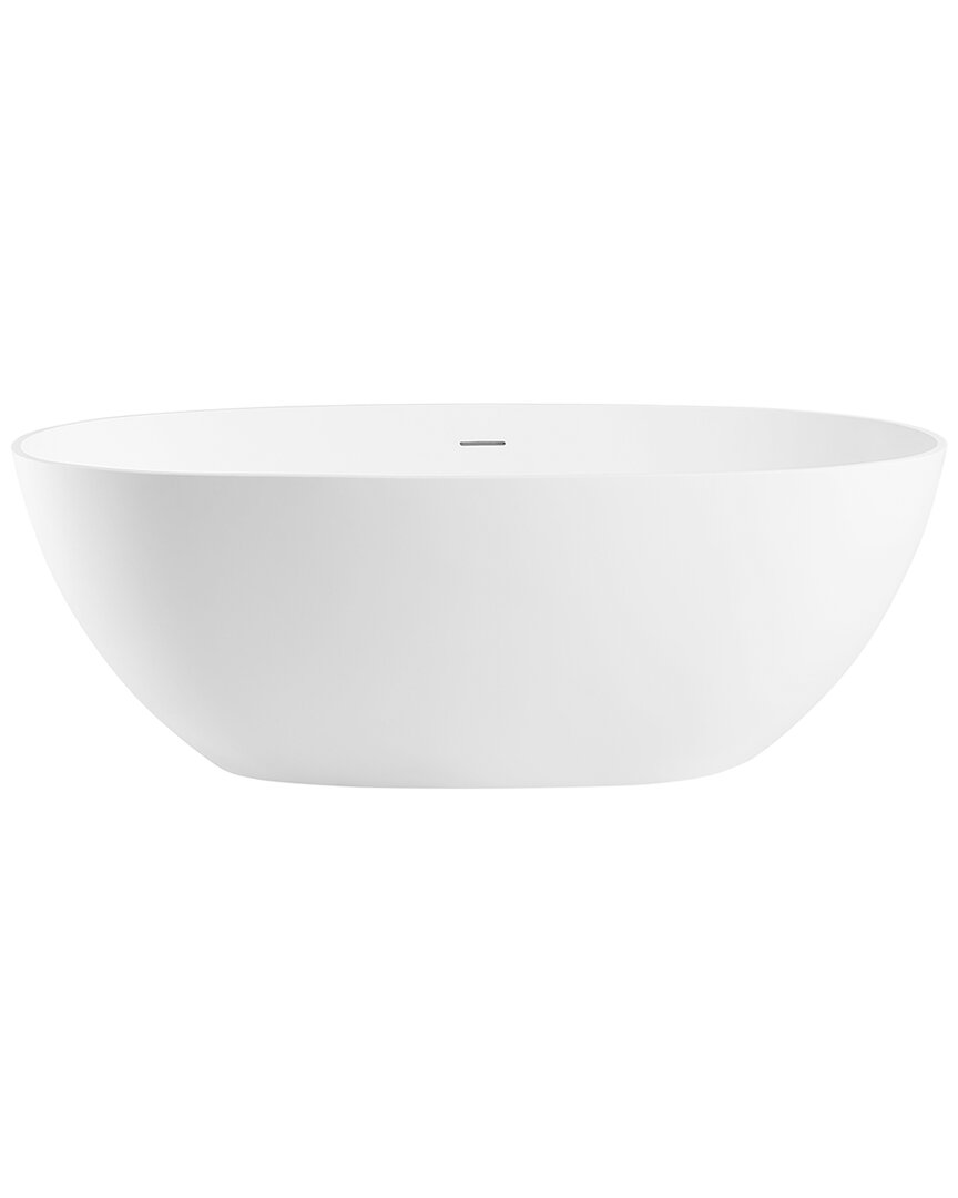 Alfi 59in White Oval Solid Surface Resin Soaking Bathtub
