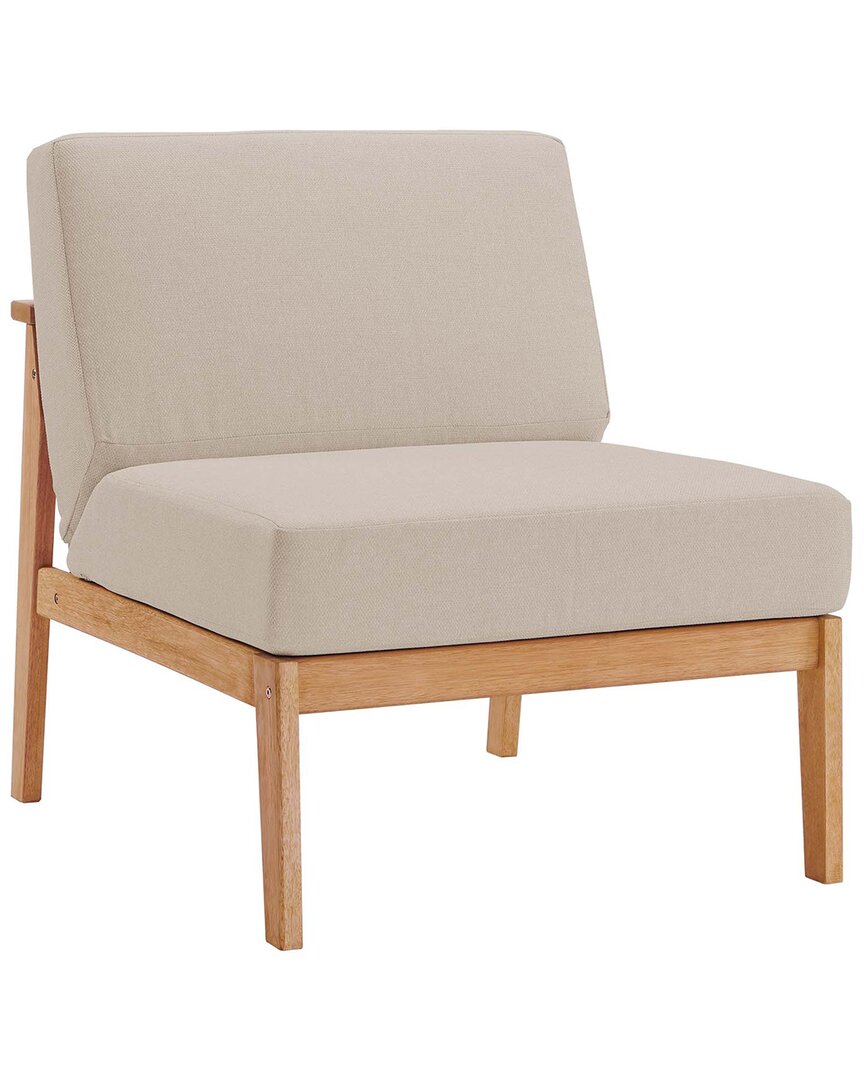 Modway Sedona Outdoor Patio Eucalyptus Wood Sectional Sofa Armless Chair In Brown