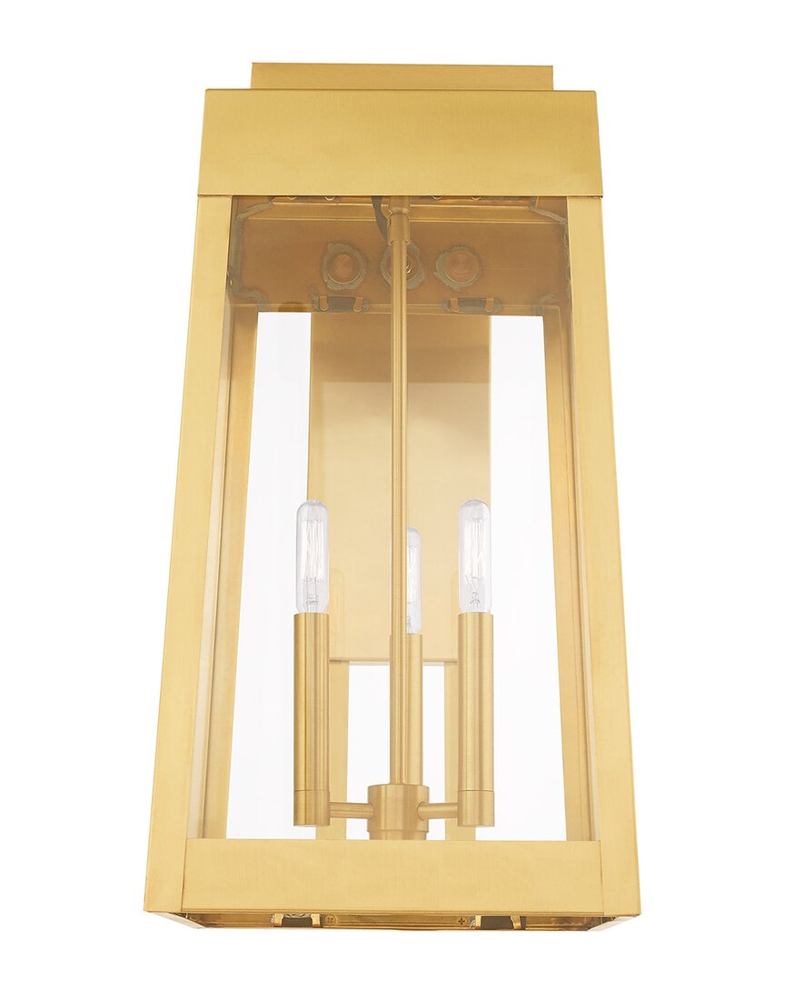 Livex Lighting 3-light Satin Brass Outdoor Wall Lantern