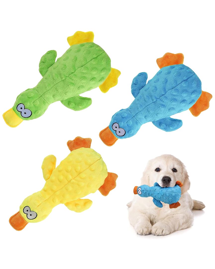 Fresh Fab Finds 3pc Duck-shaped Dog Plush Toy With Squeaky Ball