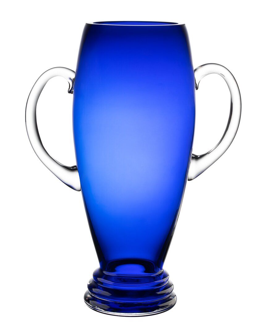 Barski Footed 13.5in Trophy Vase With Handle In Blue
