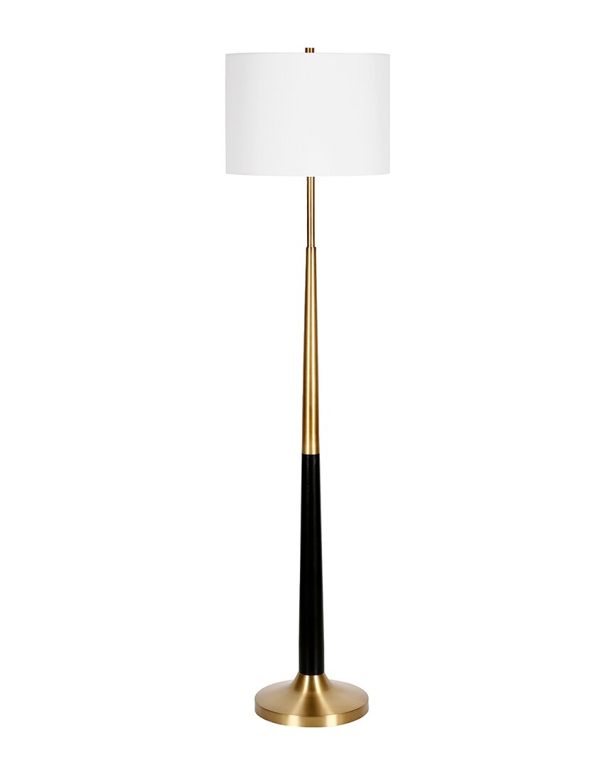 Abraham + Ivy Lyon Two Tone Brushed Brass And Matte Black Floor Lamp In Gold