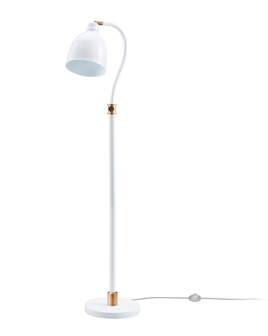 Abraham + Ivy Vincent Matte White Floor Lamp With Brass Accents