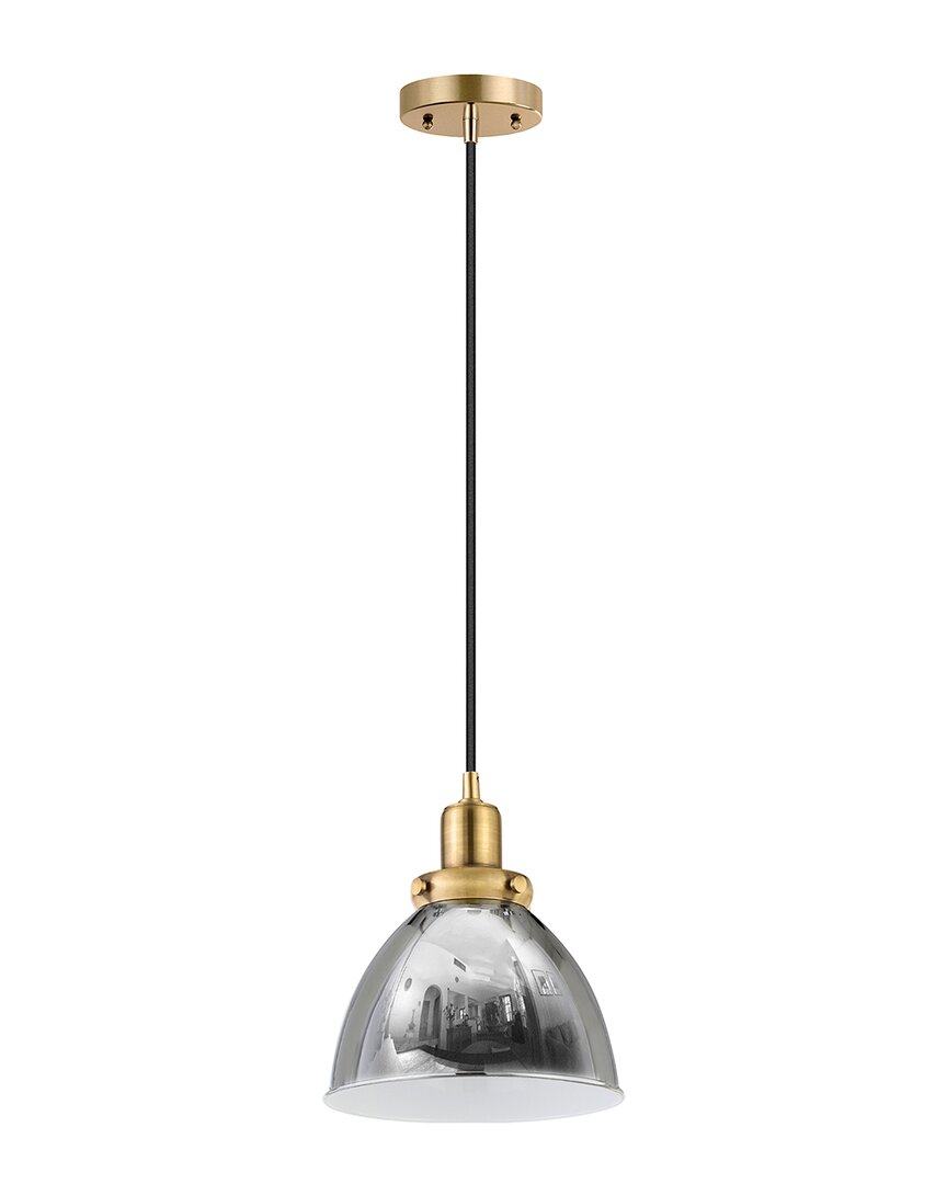 Abraham + Ivy Madison Polished Nickel & Brass 8in Pendant In Silver