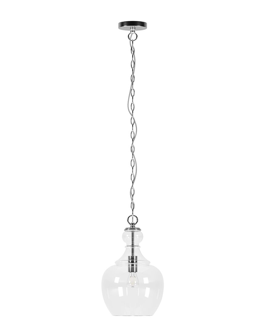 Abraham + Ivy Verona 11inch Brushed Nickel Pendant With Clear Glass Shade In Silver