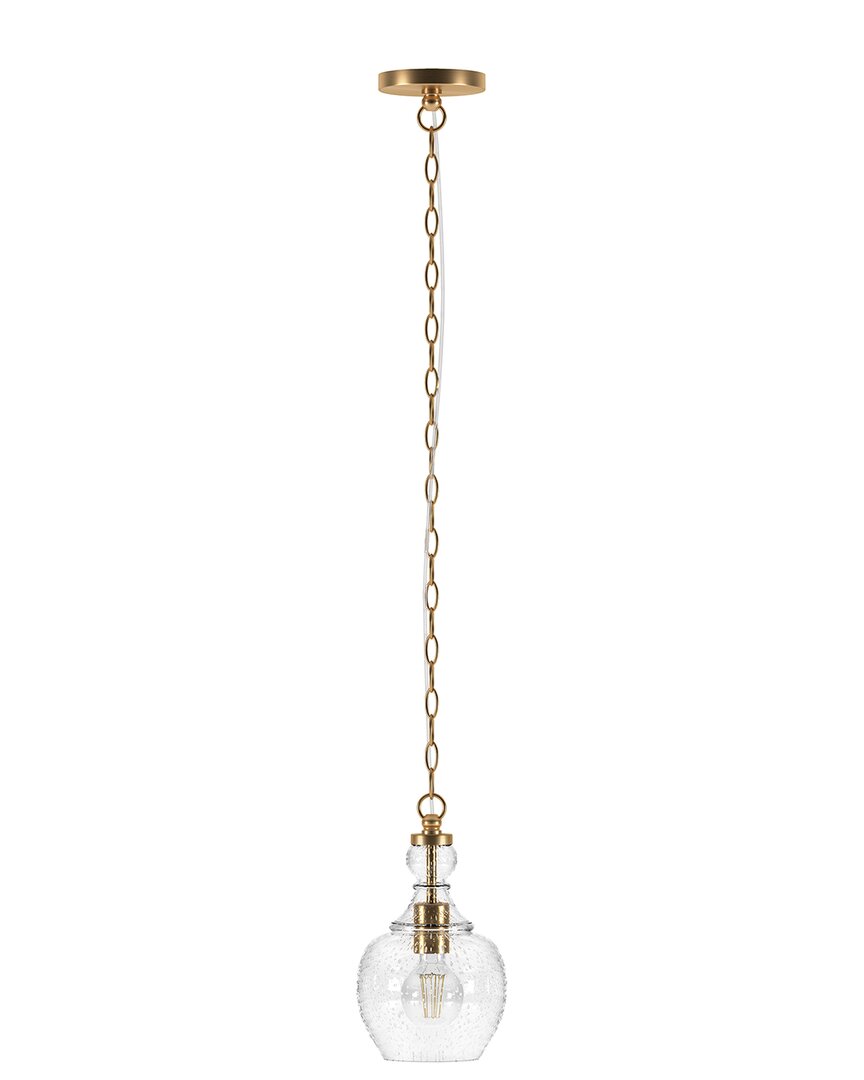 Abraham + Ivy Verona 7inch Brushed Brass Pendant With Seeded Glass Shade In Gold