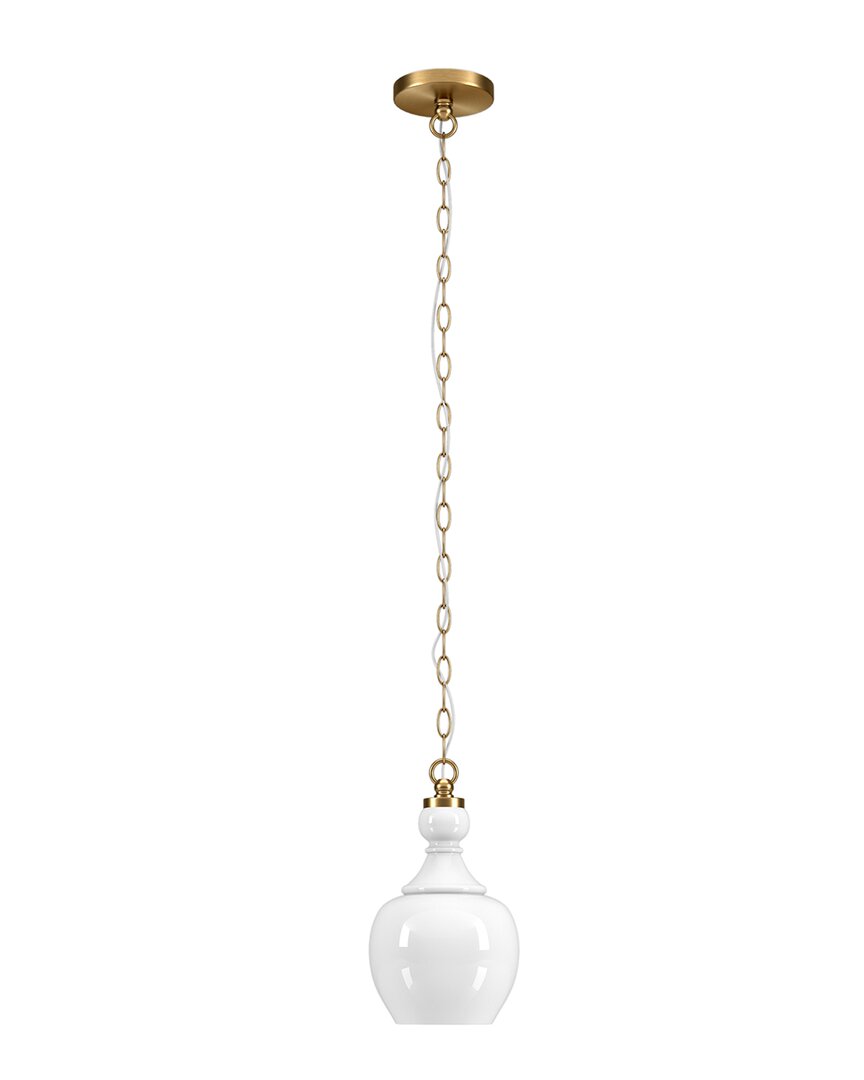 Abraham + Ivy Verona 7inch Brushed Brass Pendant With White Milk Glass Shade In Gold