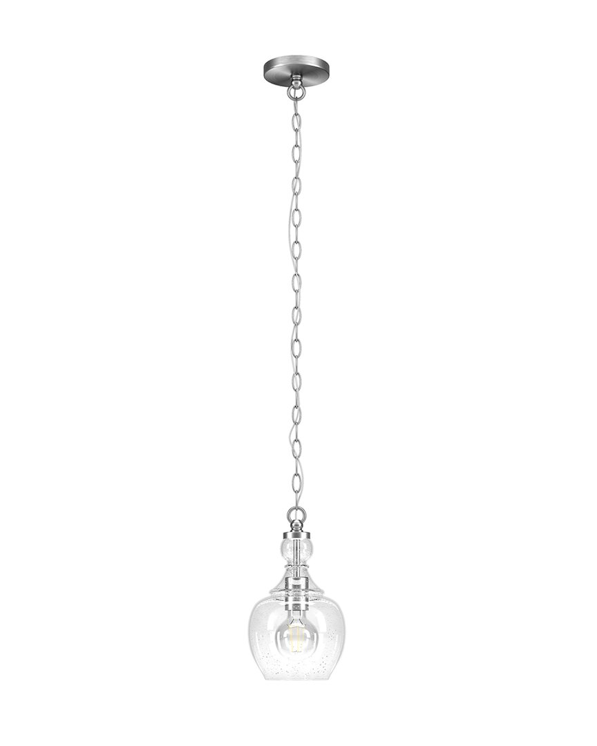 Abraham + Ivy Verona 7inch Brushed Nickel Pendant With Seeded Glass Shade In Silver