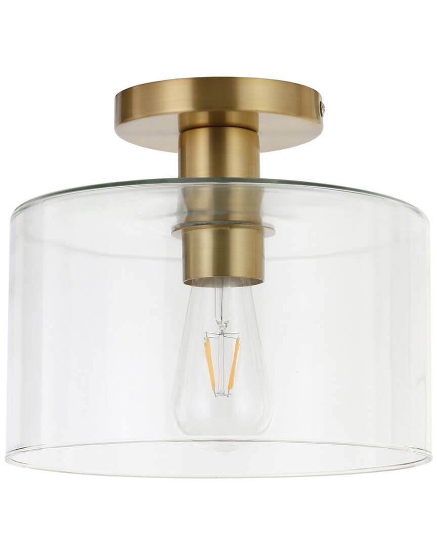 Abraham + Ivy Henri Brass Finish Semi Flush Mount Ceiling Light With Clear Glass Shade In Gold