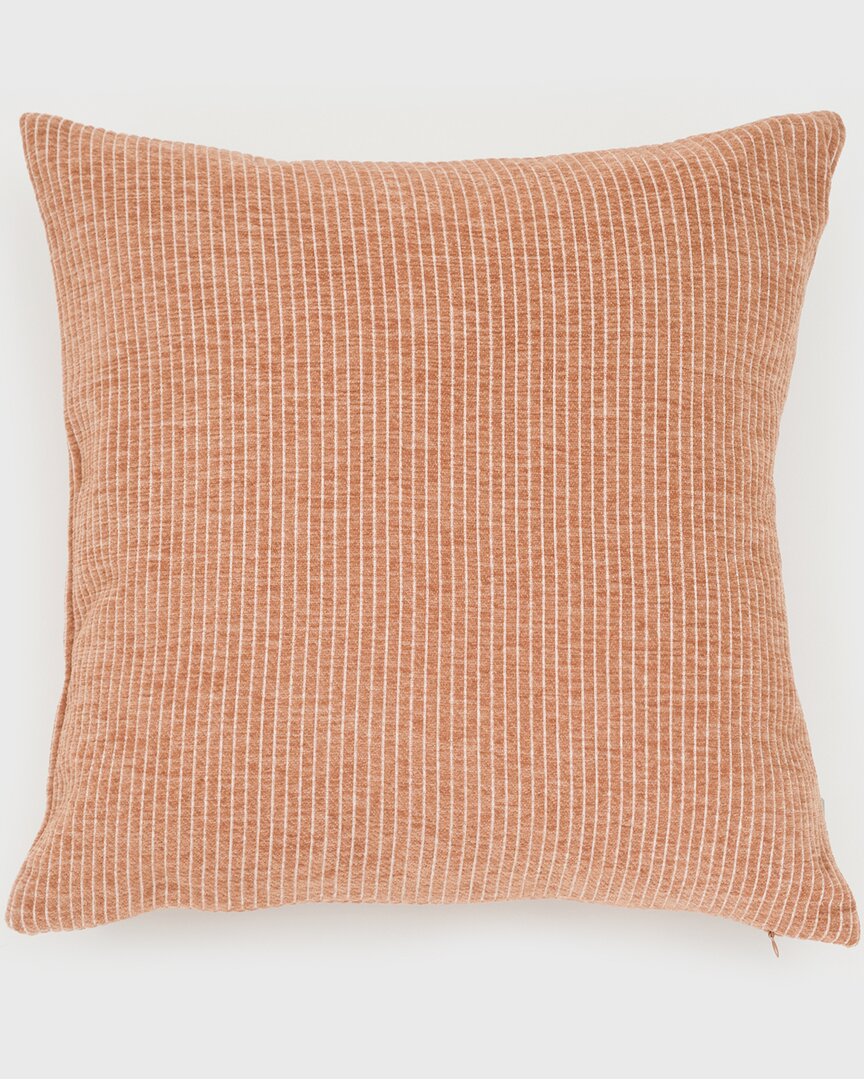 Evergrace Elsa Reversible Woven Pinstripes Pillow In Brown