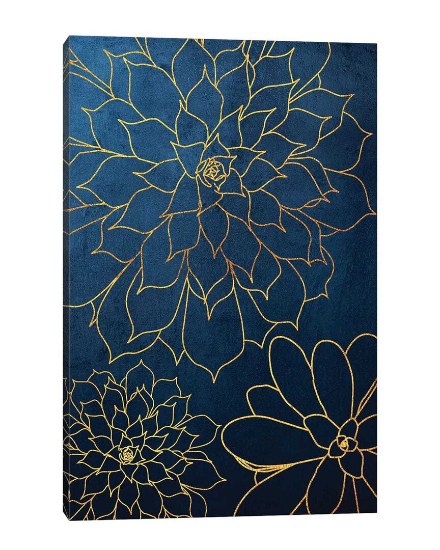 Icanvas Navy Gold Succulent Iii Canvas Wall Art