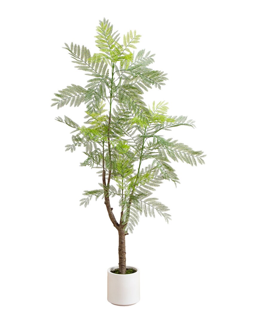 Nearly Natural 6ft Artificial Minimalist Jacaranda Tree In Decorative Planter In Green