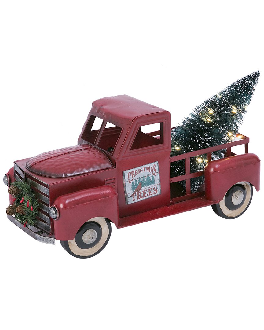 Gerson International 21-inch Long Battery-operated Metal Truck With Lig In Red