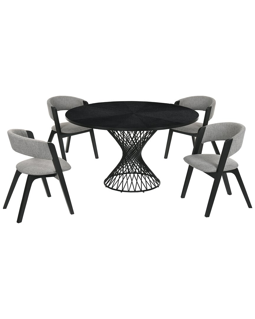 Shop Armen Living Cirque And Rowan 5pc Round Dining Set In Gray