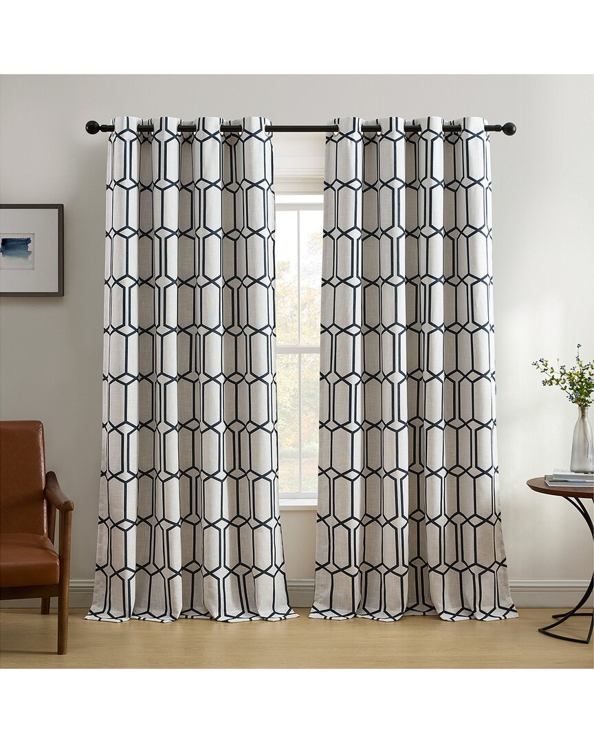 Elrene Kaiden Geometric Room Darkening Window Curtain In White