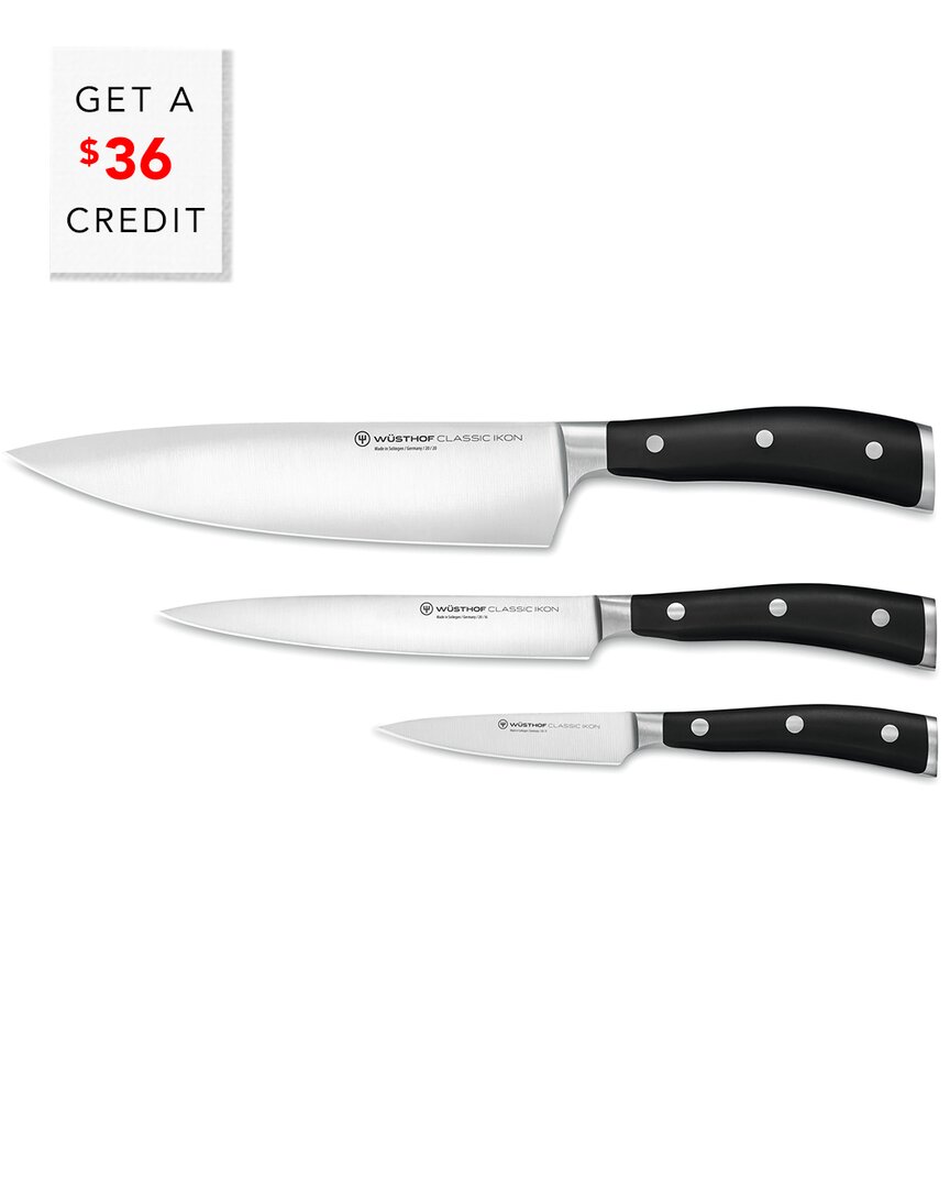 Wusthof 3pc Classic Ikon Chef's Set In Black