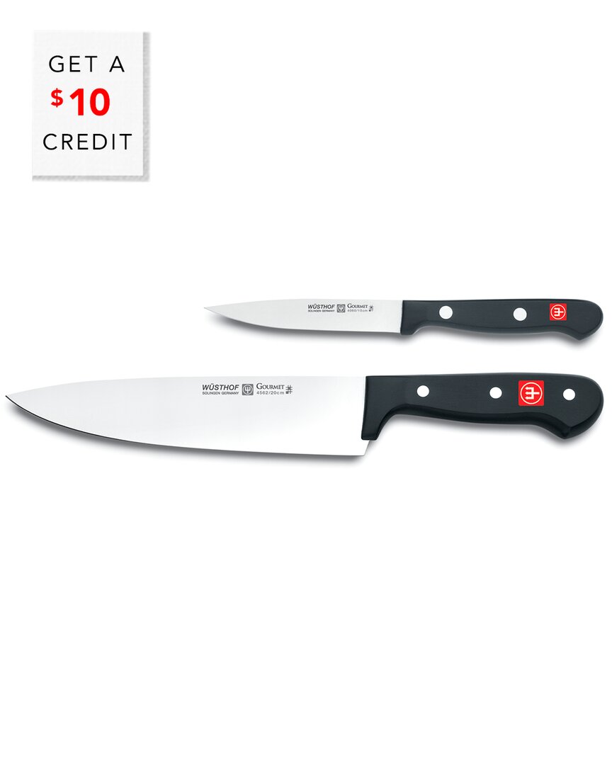 Wusthof 2pc Gourmet Chef's Knife Set With $10 Credit In Black