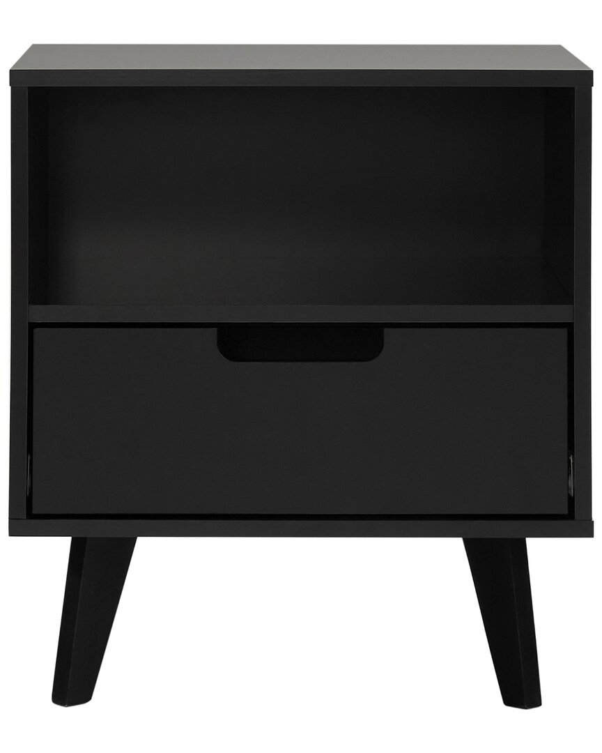 Walker Edison Modern 1-drawer Nightstand With Open Cubby In Black