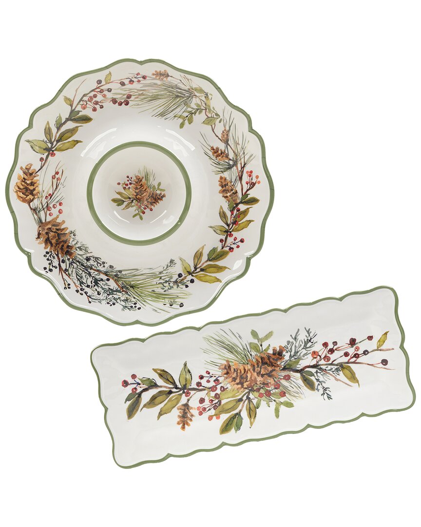 Certified International Winters Forest Melamine 2pc Appetizer Set