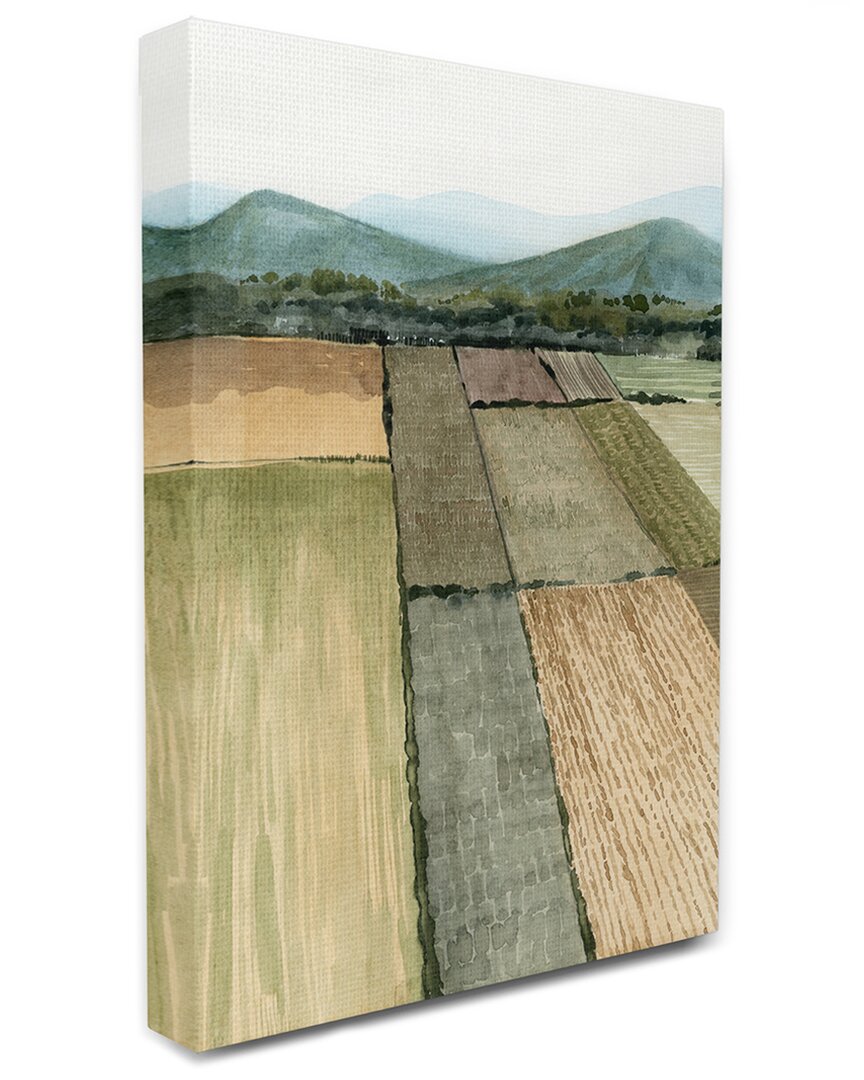 Stupell Industries Soft Green Farm Land And Mountain Landscape Stretched Canvas Wall Art By Grace Popp