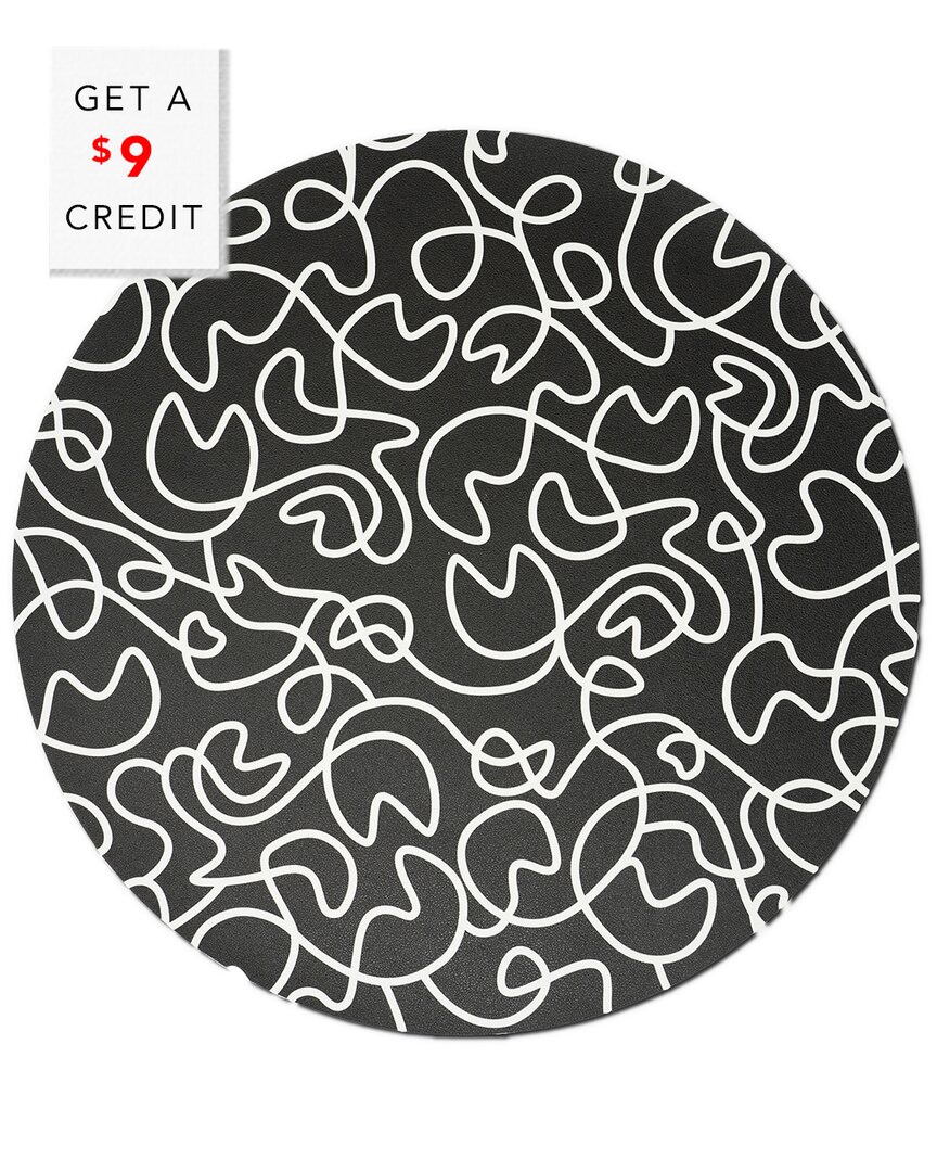 Elizabeth Sutton Home B&w Squiggly Starburst Round Placemats With $9 Credit