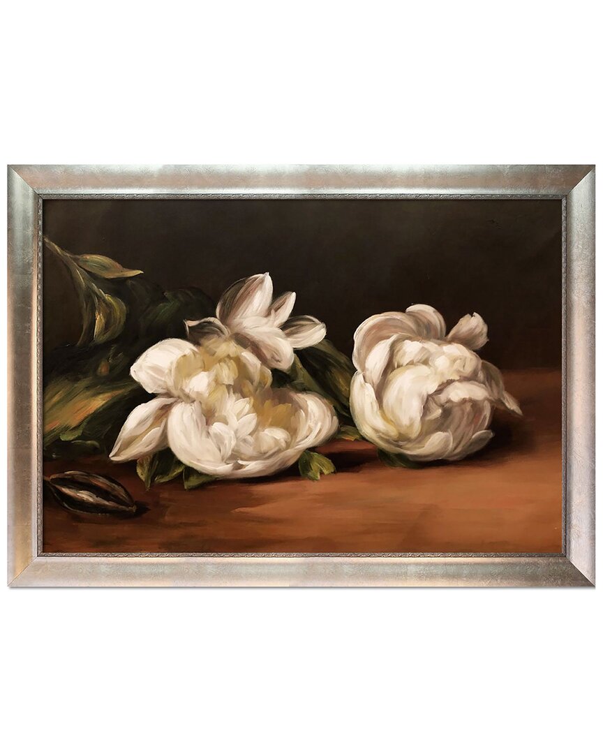 Overstock Art La Pastiche Branch Of White Peonies Framed Wall Art By Edouard Manet In Multicolor