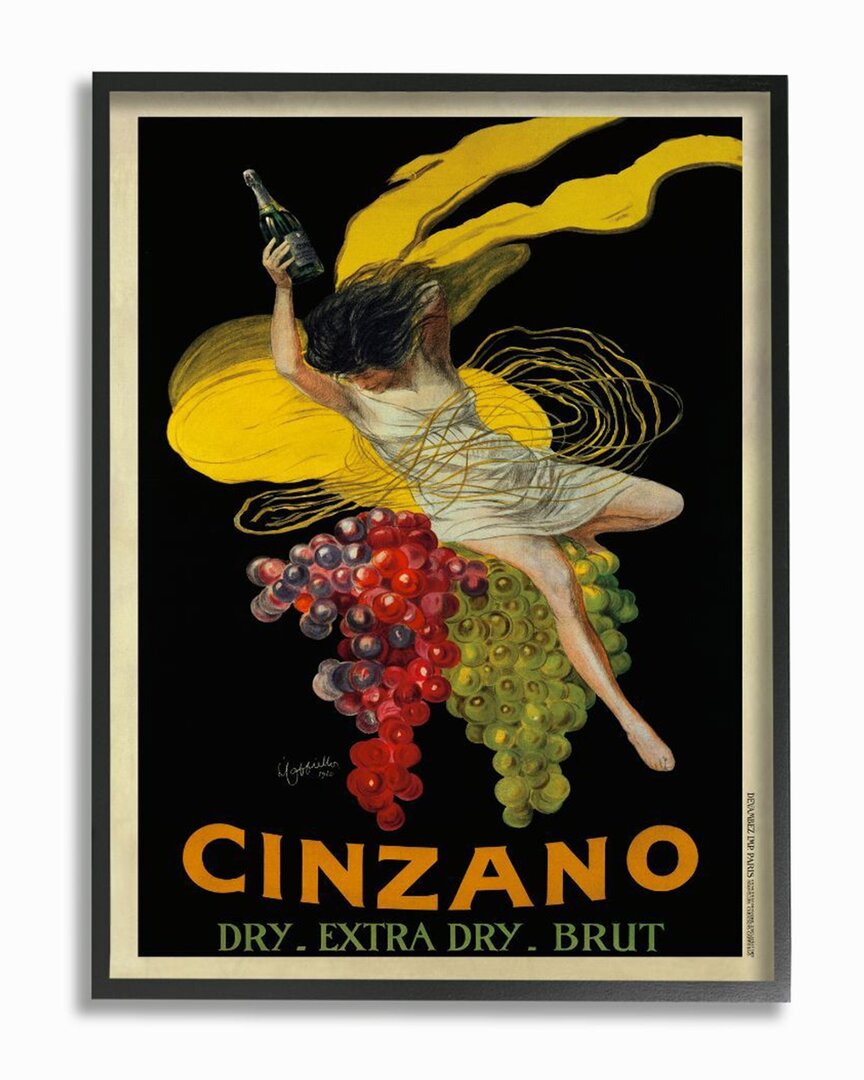 Stupell Cinzano Vintage Poster Wine Design Wall Art In Black
