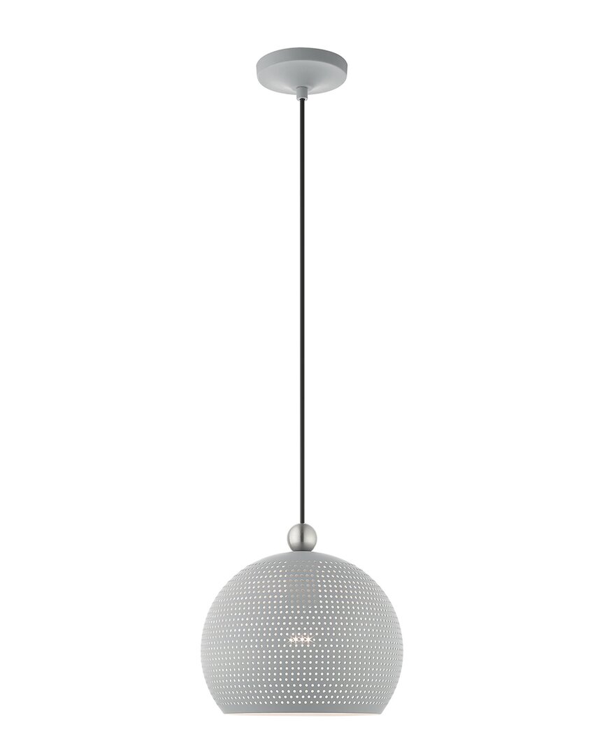Livex Lighting 1-light Nordic Gray With Brushed Nickel Accents Pendant In Grey