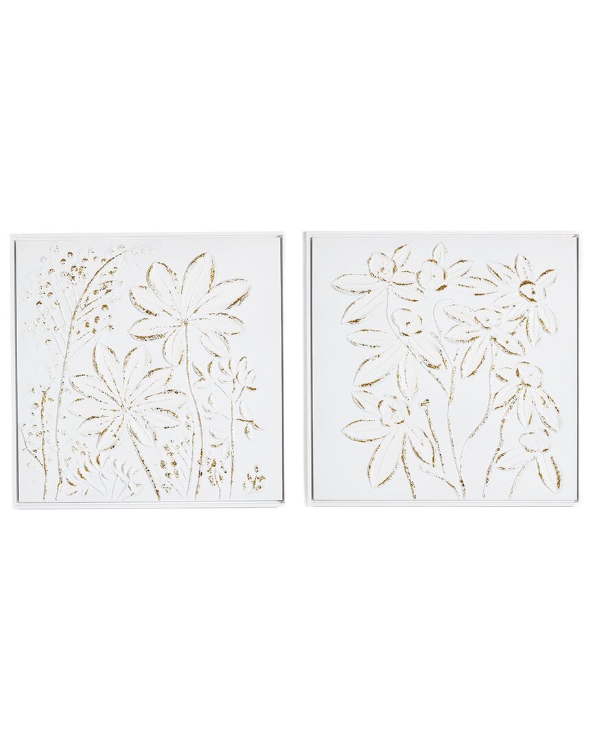 Tozai Home Set Of Two 24in Textured Plaster Wall Art Pieces In White