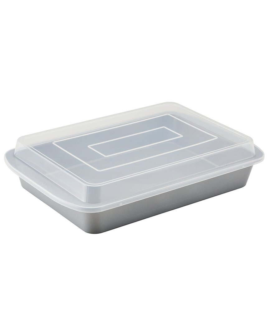 Farberware Goldenbake Bakeware Nonstick Rectangular Cake Pan With Lid, 9-inch X 13-inch, Gray In Grey