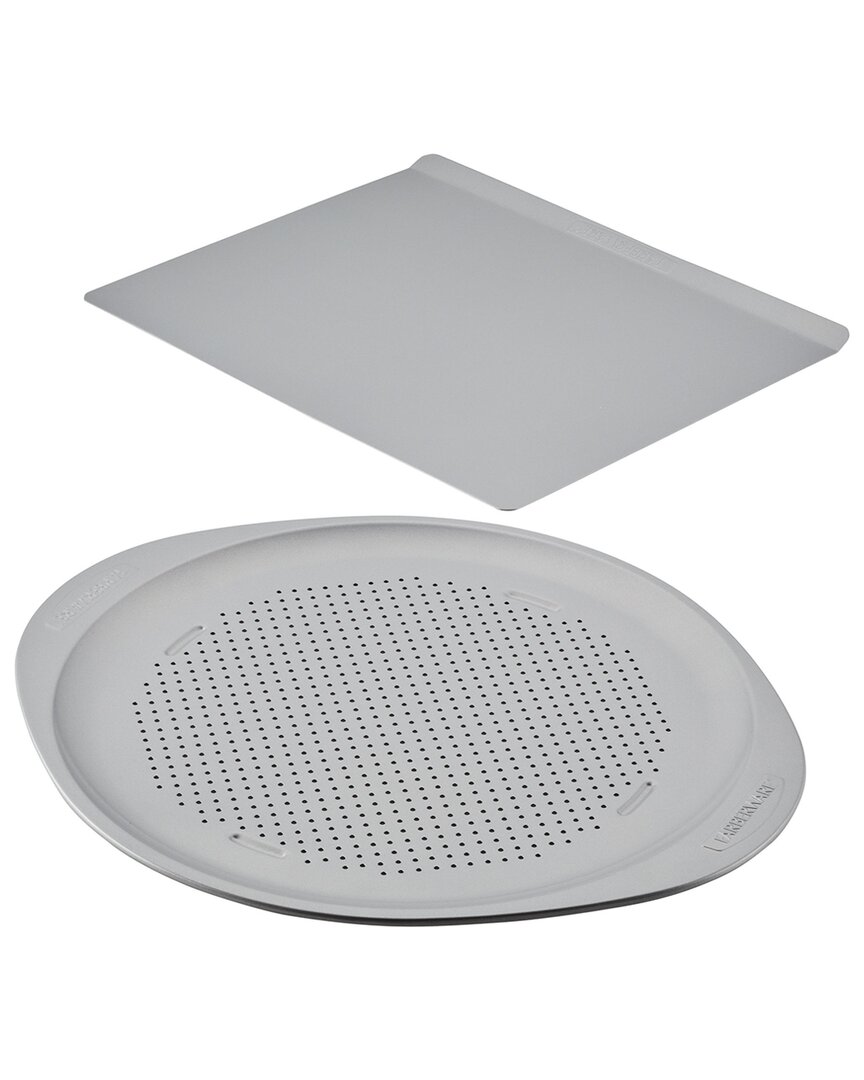 Farberware Smartbrown Nonstick Baking Sheet & Pizza Crisper Pan, Set Of 2 In Grey