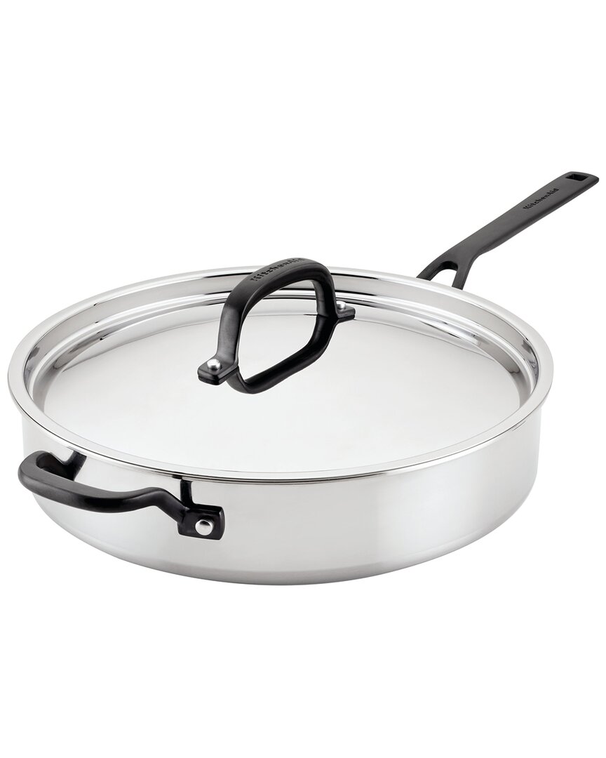 Kitchenaid 5-ply Clad Stainless Steel 5 Quart Induction Saute Pan With Lid In Silver