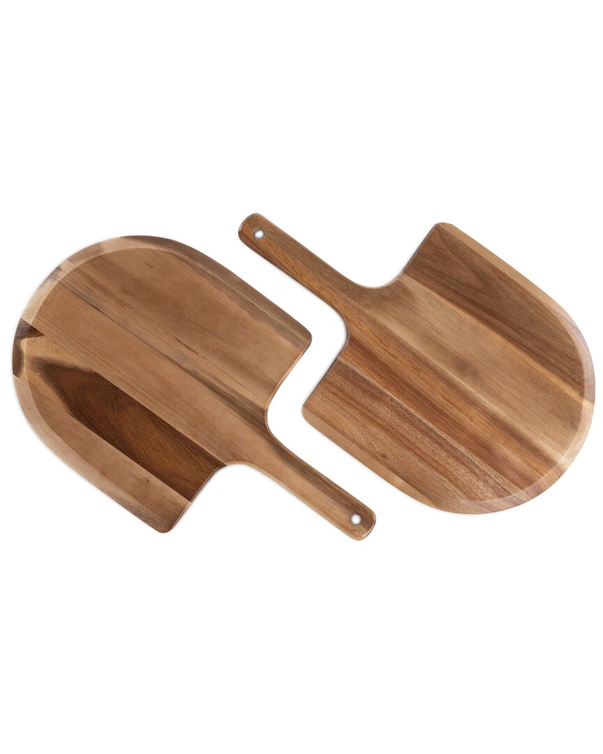 Toscana Set Of 2 Acacia Personal Pizza Peel Serving Board Paddles
