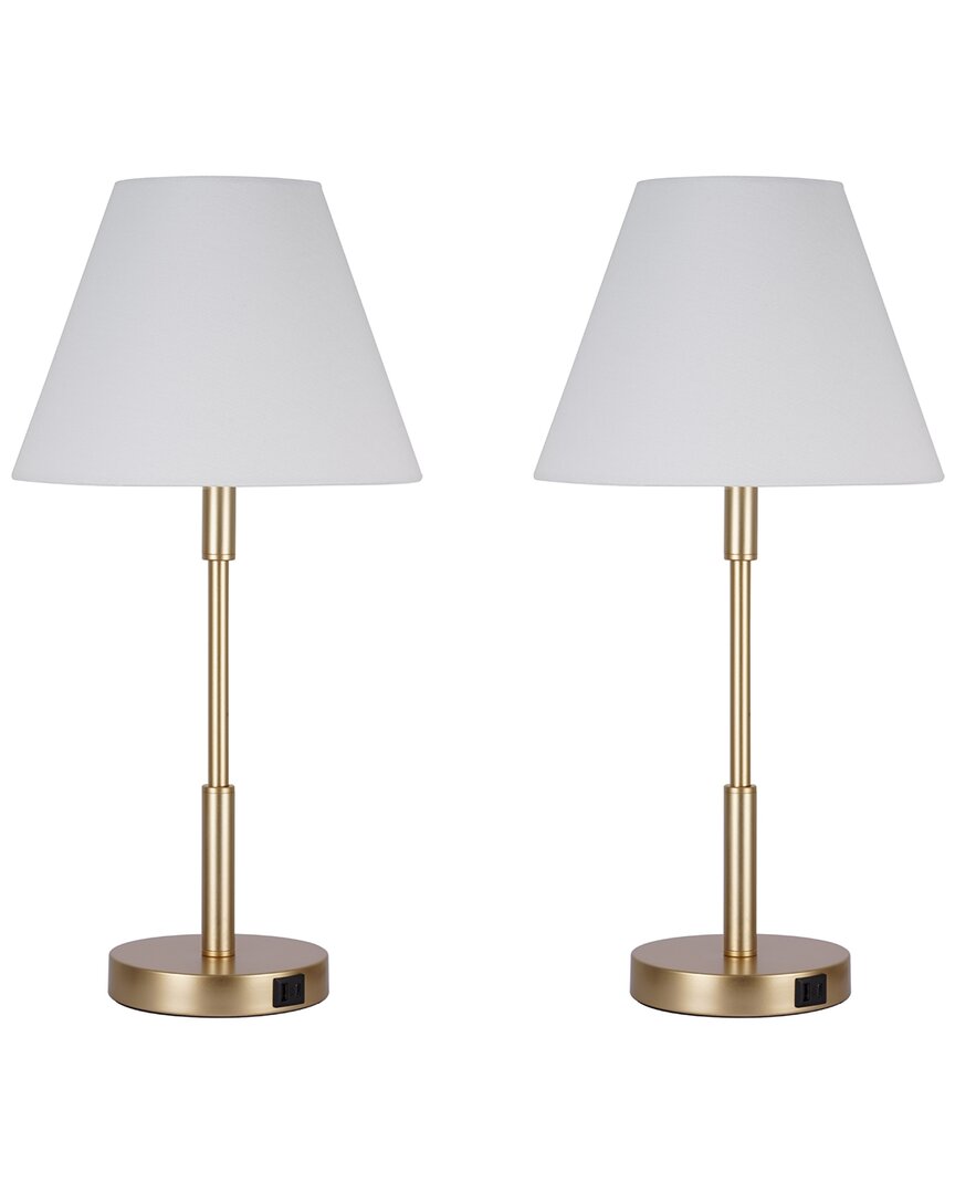 Kenroy Home Marlow Lamp With Usb Ports - Antique Brass - Set O In Gold