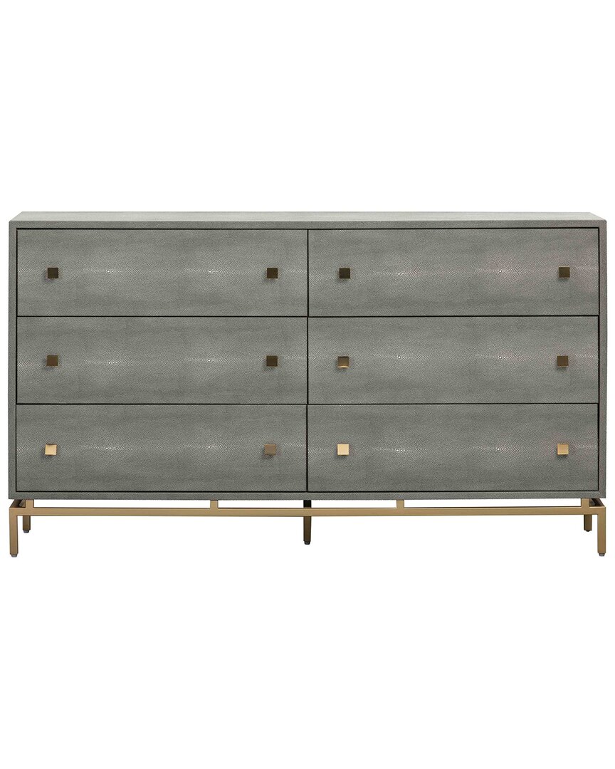 Tov Pesce Shagreen 6 Drawer Dresser In Grey