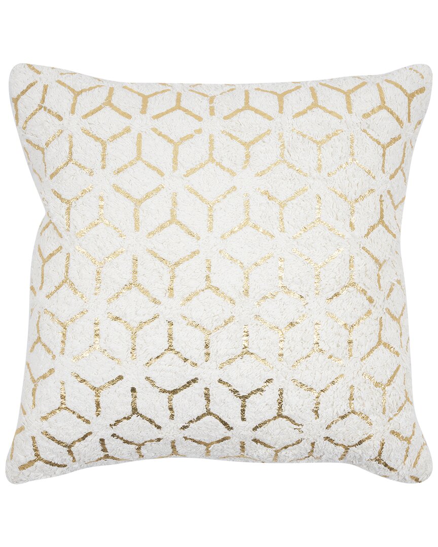 Pasargad Home Grandcanyon Gold Foil Pillow In White