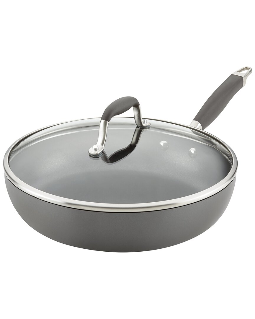 Anolon Advanced Home Hard-anodized Nonstick Deep Frying Pan With Lid 12-inch In Grey