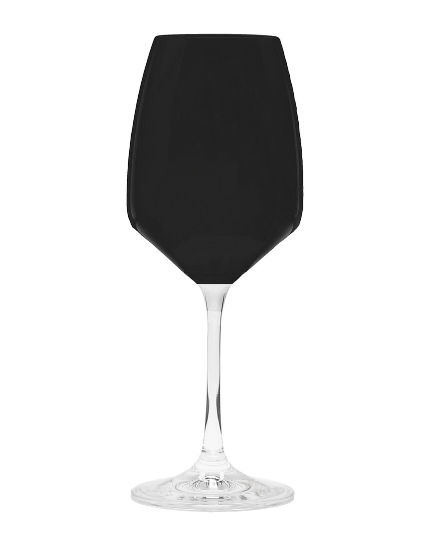 Shop Alice Pazkus Set Of 6 Black Wine Glasses With Clear Stem