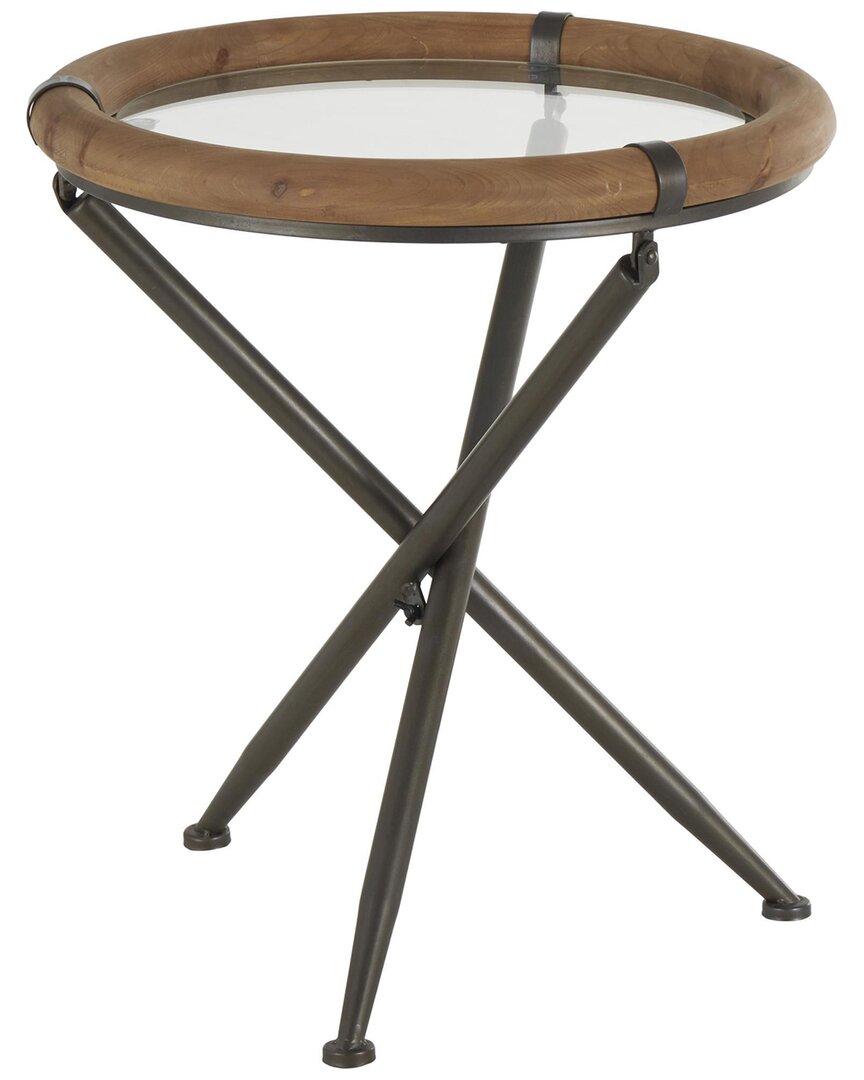 Peyton Lane Round Accent Table With Framed Glass Tabletop
