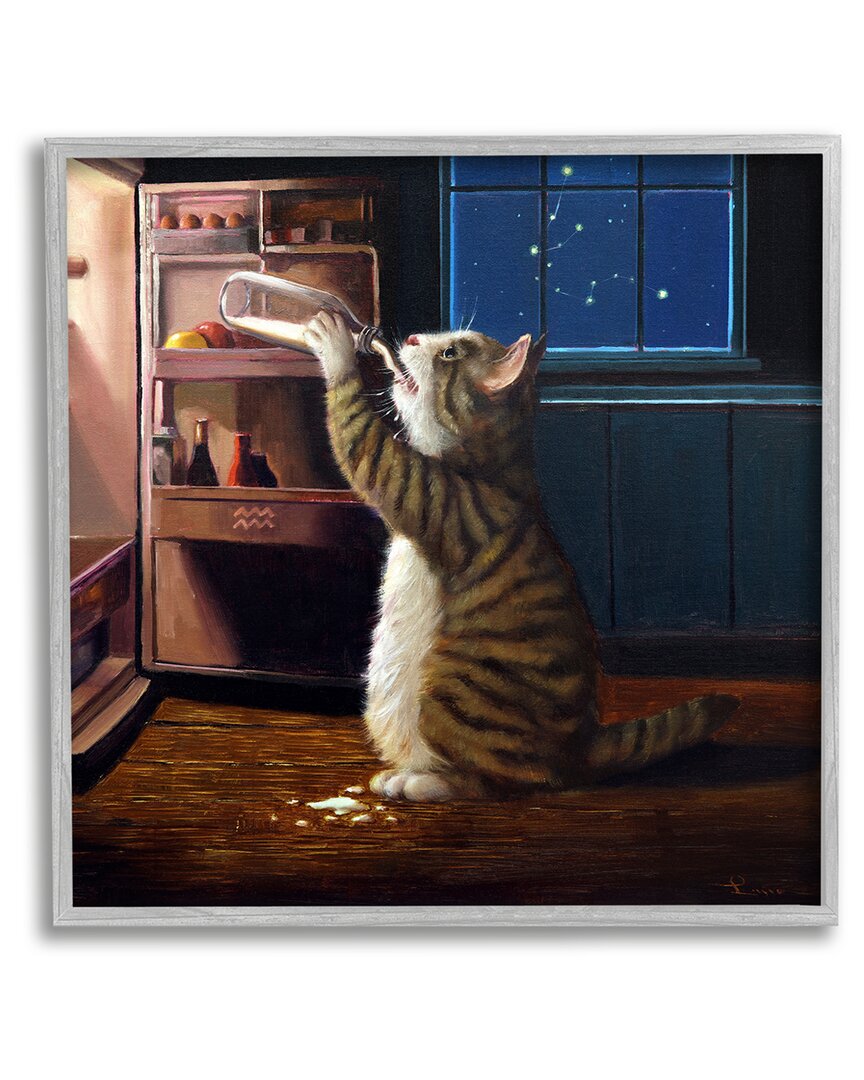 Shop Stupell Midnight Snack Aquarius Cat Framed Giclee Wall Art By Lucia Heffernan