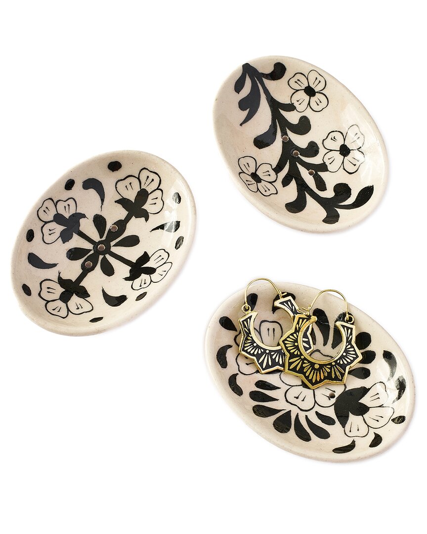 Matr Boomie Lalita Hand Painted Soap Dish/catch All Tray In Black