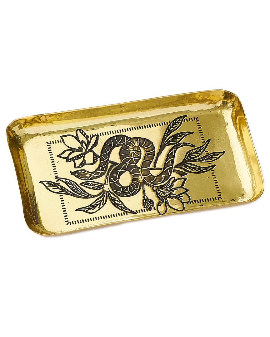 Matr Boomie Saanp Snake Dish/catch All & Jewelry Tray In Gold