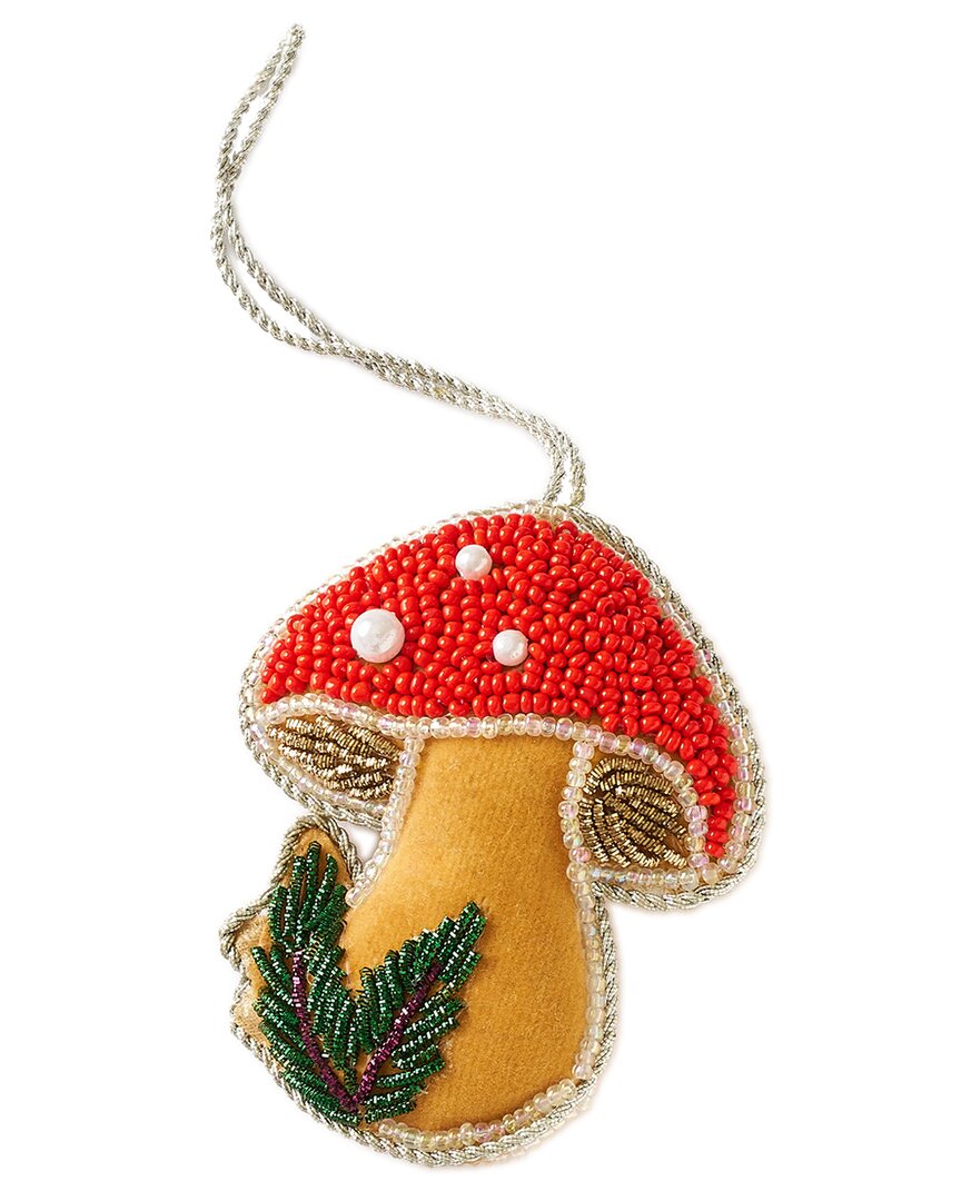 MATR BOOMIE MATR BOOMIE LARISSA PLUSH MUSHROOM BEADED & EMBROIDERED FELT ORNAMENT 