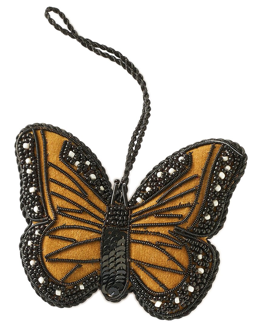 Matr Boomie Larissa Plush Butterfly Beaded & Embroidered Felt Ornament In Black