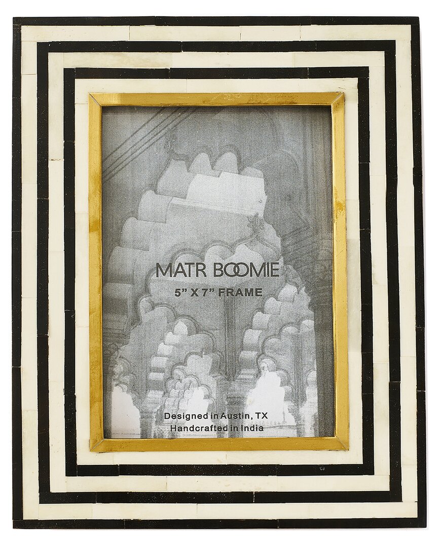 Matr Boomie Rajiva 5x7 Hand Carved Bone Picture Frame In Black