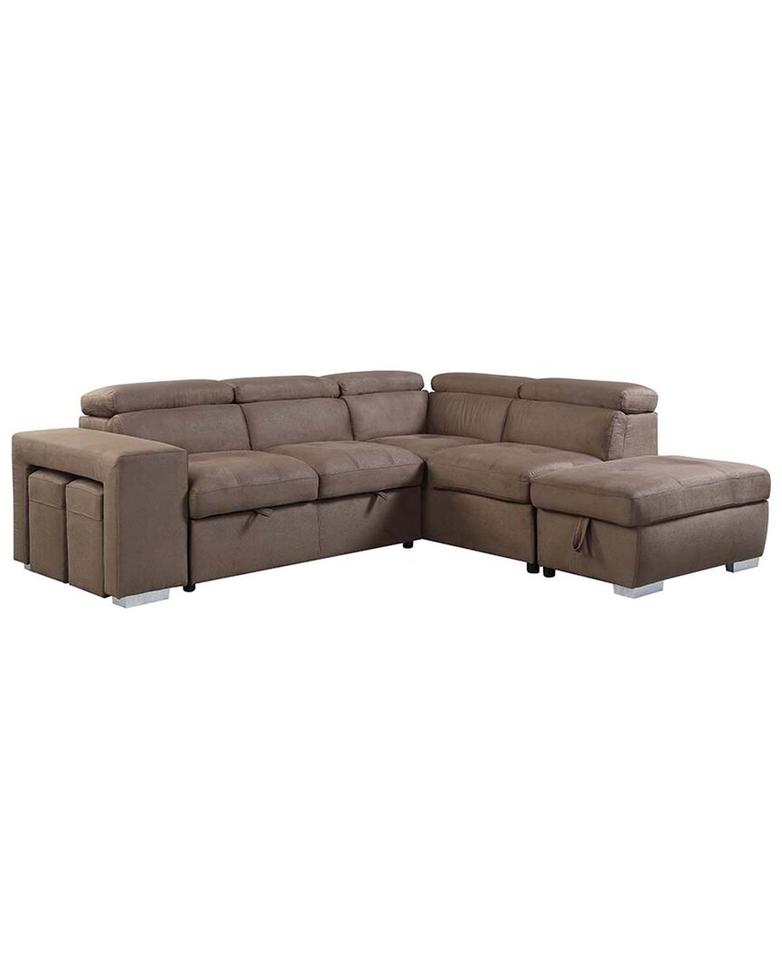 Acme Furniture Sectional Sofa With Sleeper In Brown