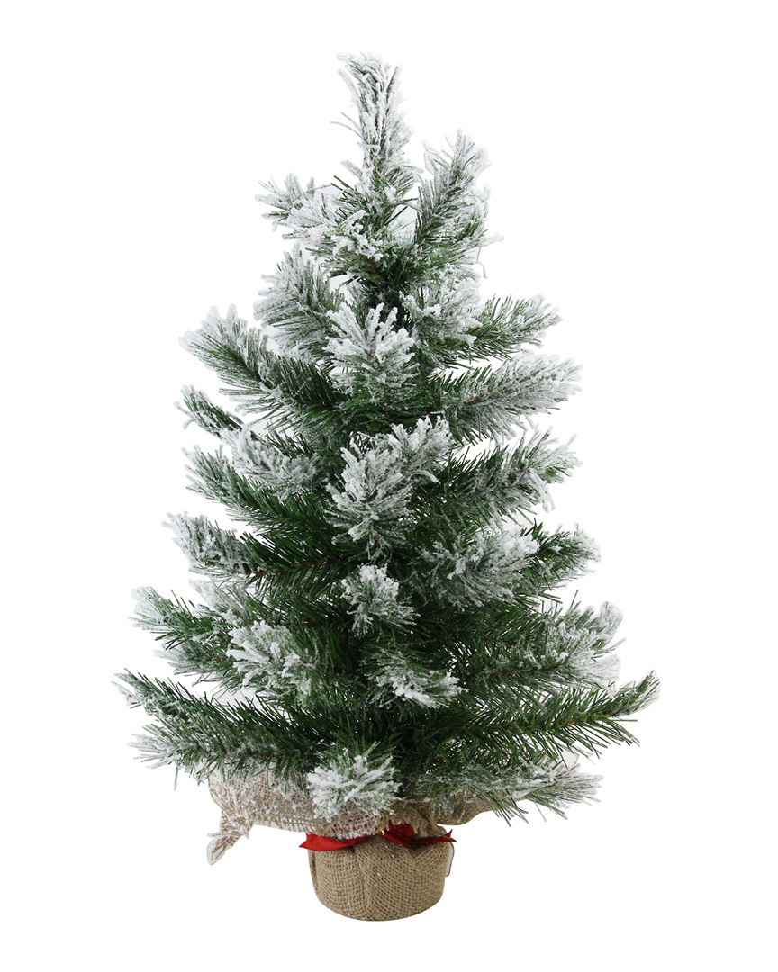 Northlight 22" Flocked Pine Artificial Christmas Tree In Burlap Base