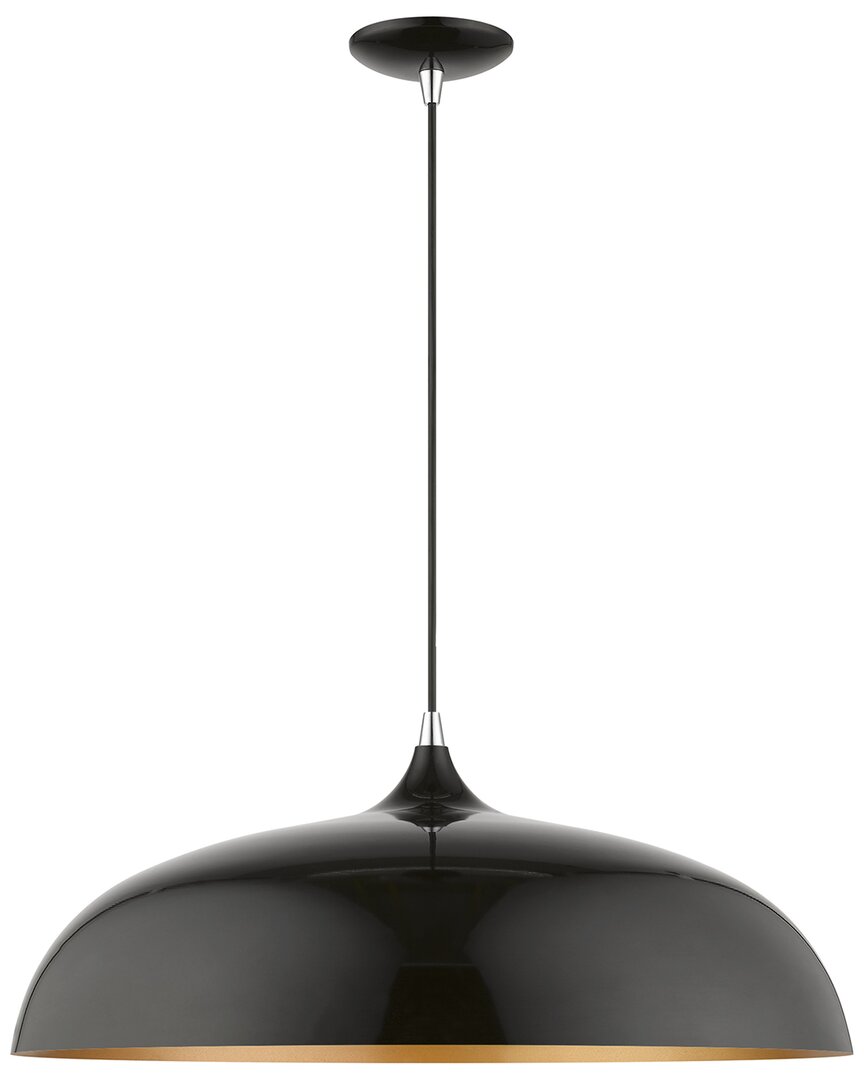 Livex Lighting 3 Light Shiny Black With Polished Chrome Accents Large Pendant In Black