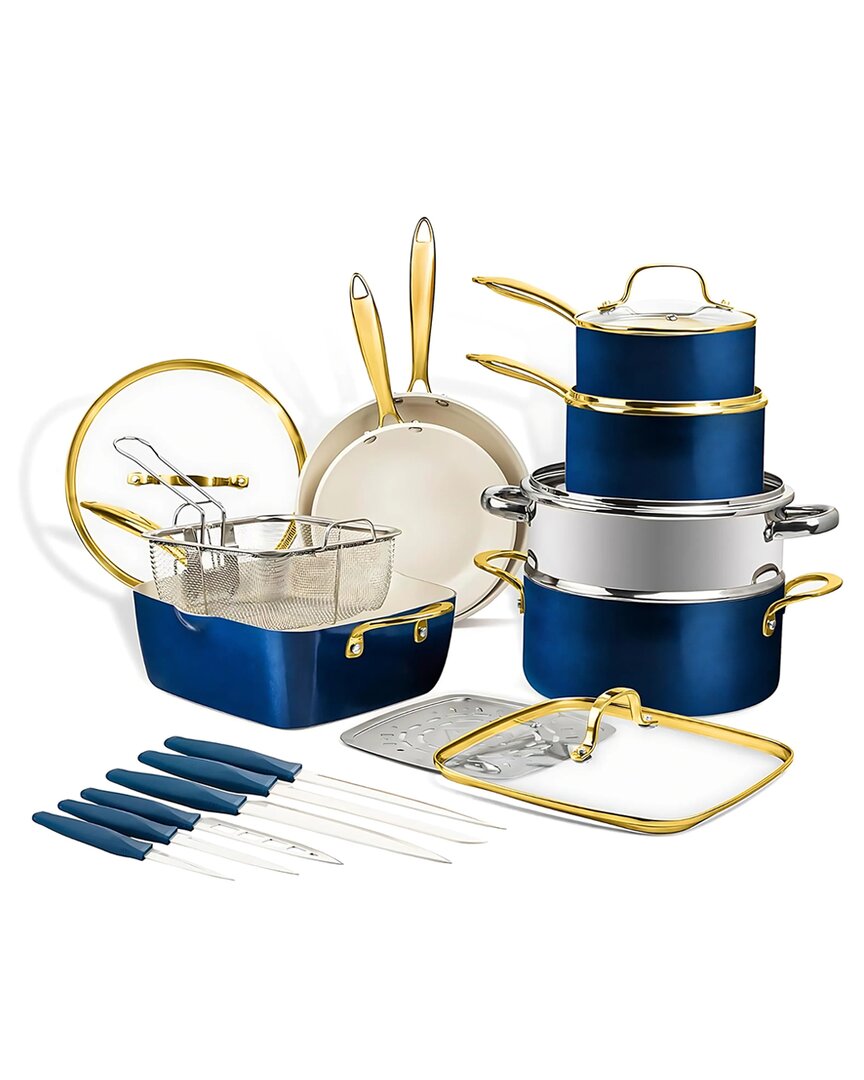 Gotham Steel 20pc Ultra Nonstick Ceramic Cookware Set With Nutriblade Knives